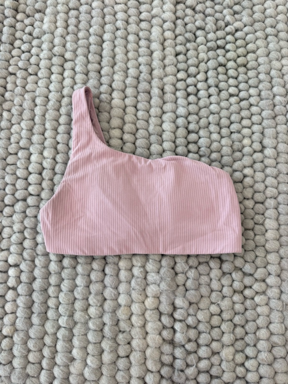 Women’s One-Shoulder Ribbed Bra- Pink